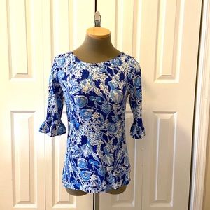 Lilly Pulitzer 3/4 Sleeve Ruffled Top